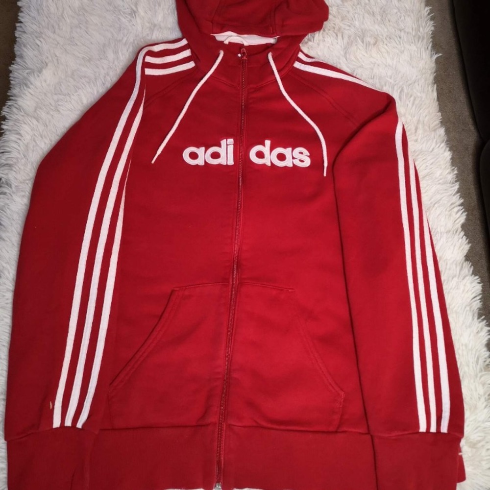 Adidas zip up hoodie red GUC size XL